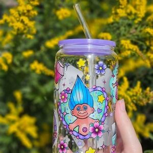 Purple Lid Troll-Themed Party Drink Jar
